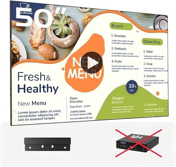 Digital Menu Board for Restaurants wall-mounted in café