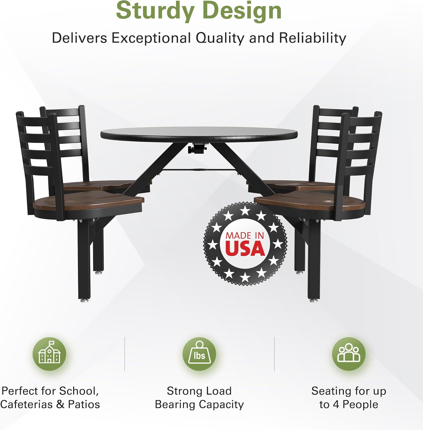 School Cafeteria Cluster Table Review 3 Side view of school cafeteria cluster table with swivel seats