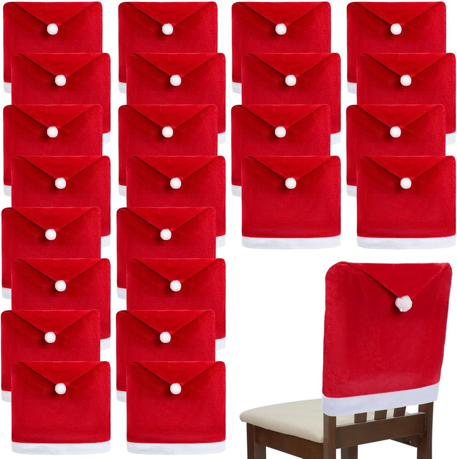 Santa hat chair covers 24-pack red velvet